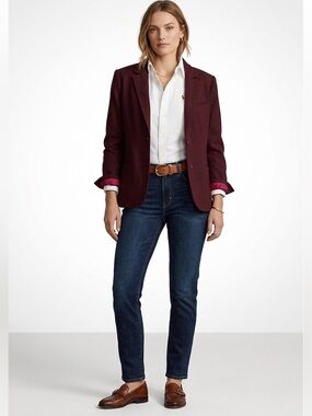 Vintage Wool Burgundy Lined Blazer Jacket Size Small Shoulder Pads